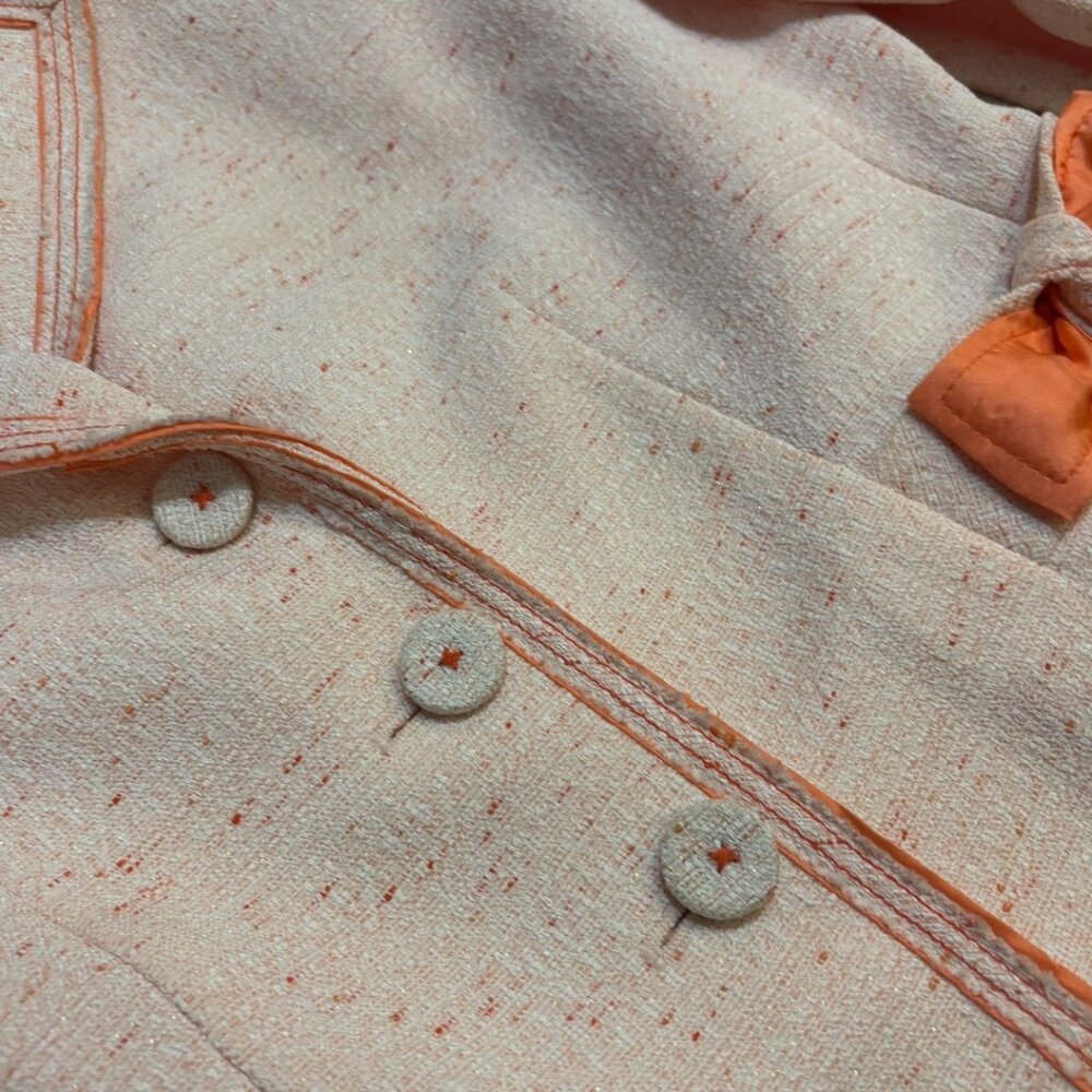 Vintage Albert Nipon Boutique Peach Silk Lined Bow Blazer Jacket - Picture 3 of 9